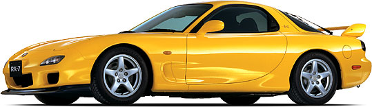 Yellow RX-7 R Bathurst R side view